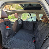 Frontal view of the PetSouks hard bottom seat cover installed in an SUV